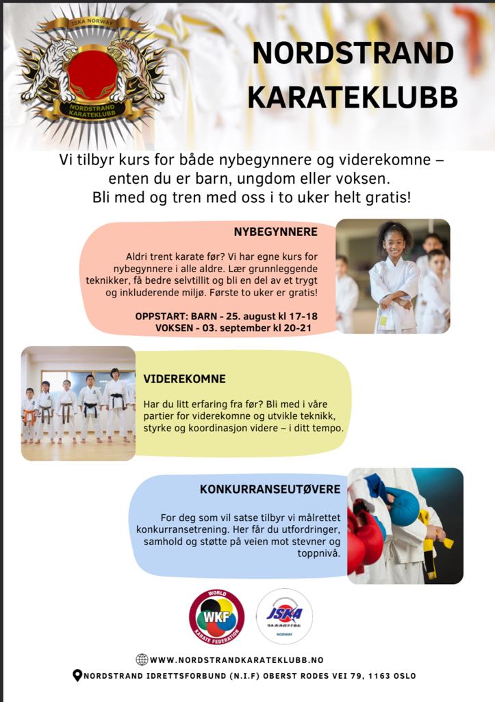 Har du lyst til å prøve karate? Eller starte på nytt?